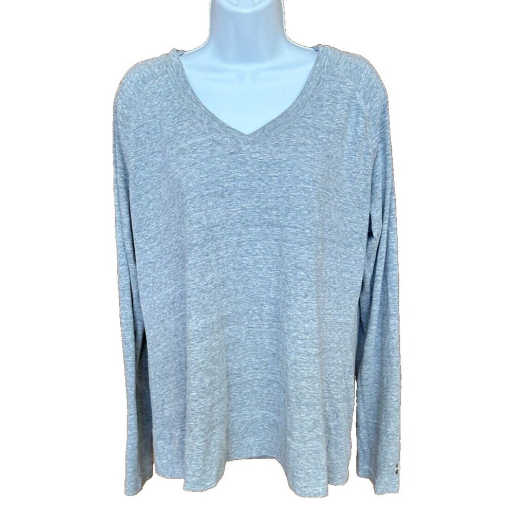 Under Armour Womens Semi Fitted Heatgear Long Sleeve V Neck Hoodie Shirt Size XL